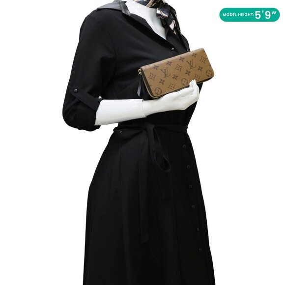 Louis Vuitton  Clemence Reverse Monogram Canvas Zippy Wallet Brown - Picture 2 of 11